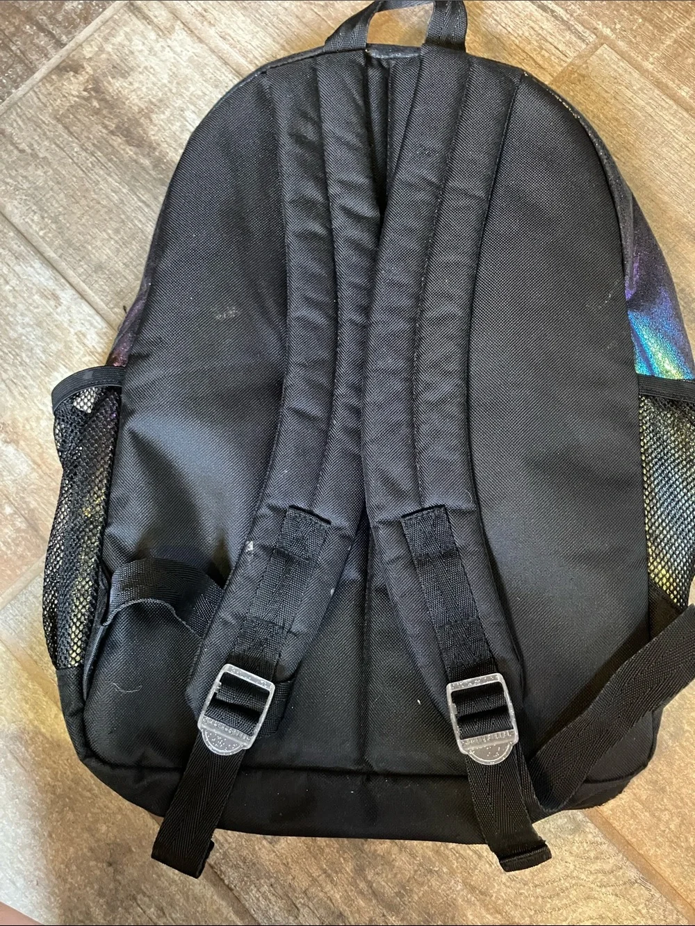 The Children's Place Full Size  Silver Flip Sequin Backpack with Rainbow Heart